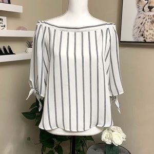 Off The Shoulder Striped Blouse